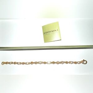 Judith Ripka Rose Gold Sterling Silver Link CZ Tennis Bracelet NEW!!